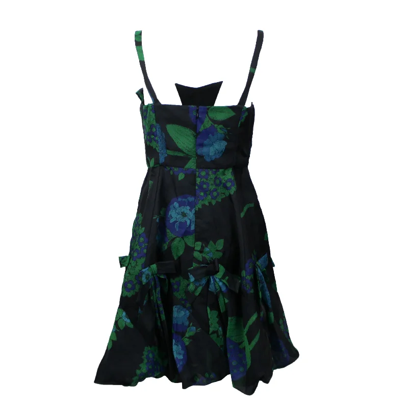 Anna Sui Floral Print Organza Dress - Black Elegant Ensemble