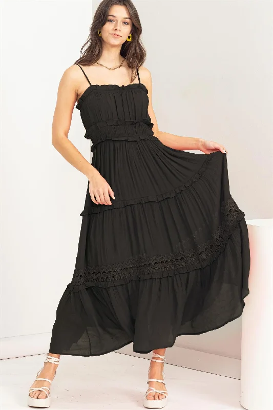 Black Ruffle Tiered Maxi Dress Stay Ahead In Style