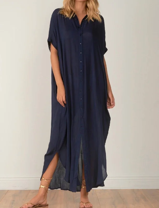 Button Down Maxi Dress In Navy Everyday Basics