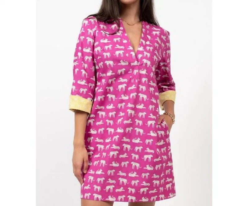 Cat's Meow Printed Dress In Magenta Great Prices On Feminine Styles