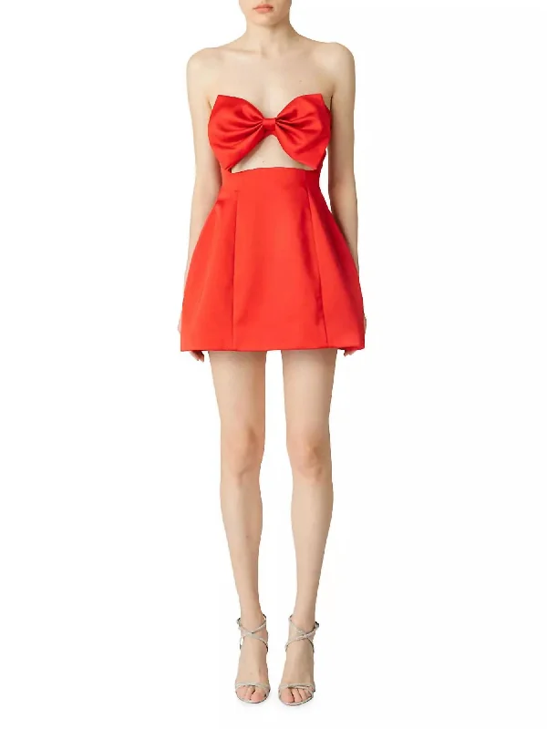 Estelle Bow Dress In Red Budget Friendly Fashion