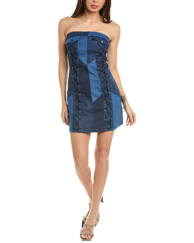 Gracia Denim Criss Cross String Mini Dress Vintage Inspired Fashion Sale