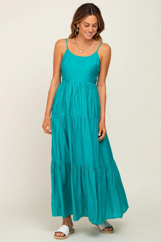 Green Tiered Maxi Dress Seasonal Clearance