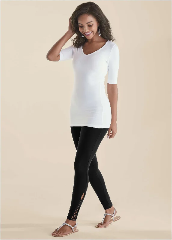 Ankle Detail Leggings - Black Discounts On Casual Weekend Styles