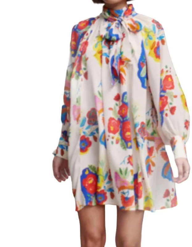 Lucine Mini Dress In Sierra Floral Bianco Clearance Event