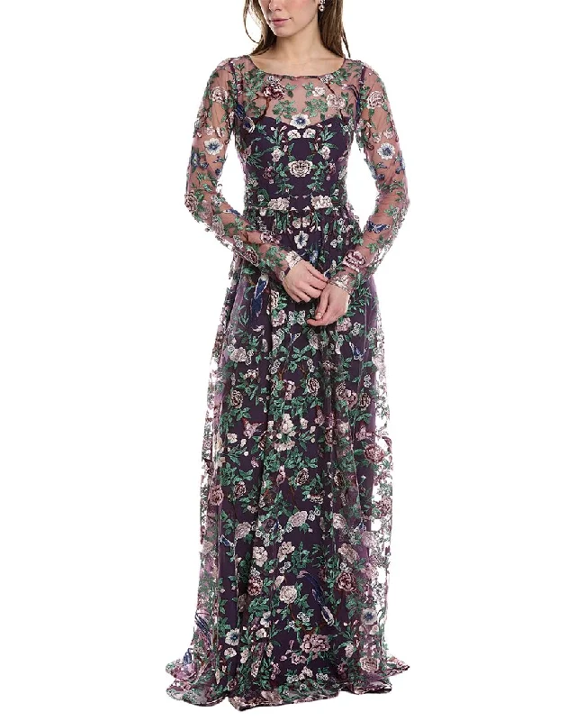 Marchesa Notte Embroidery On Tulle Gown Low Price Special