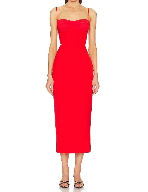 Martini Midi Dress In Fire Red Weekend Special