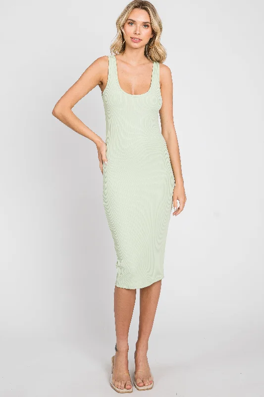 Mint Green Rib Knit Basic Sleeveless Dress Great Deals On Ethnic Cultural Wear