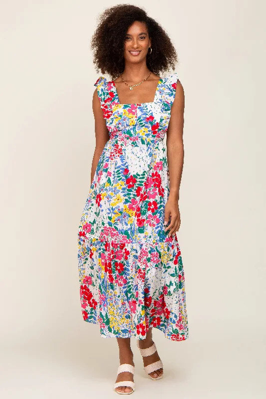 Multicolor Floral Ruffle Accent Maxi Dress Unleash Your Fashion