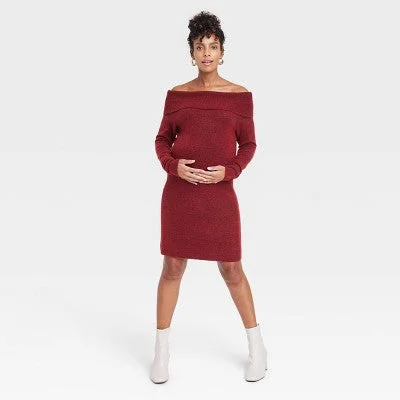 New - Isabel Maternity Women's Off The Shoulder Maternity Sweater Dress Popular Collection