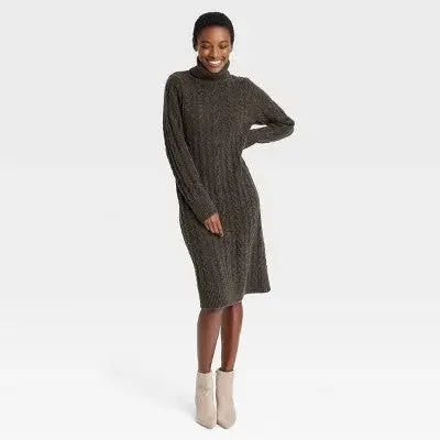 Open Box - Women's Turtleneck ong Sleeve Cozy Sweater Dress - A New Day Limited Time Offers