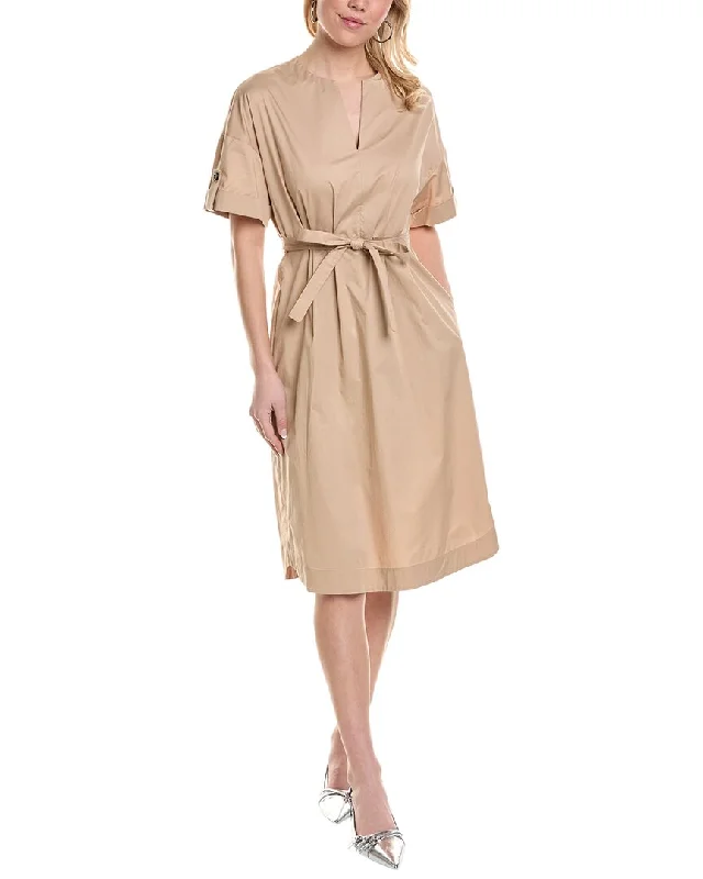 Peserico womens  Midi Dress, 46, Beige Special Offers, Don't Miss