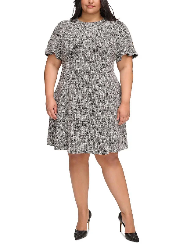 Plus Womens Printed Knit Fit & Flare Dress Discover Now