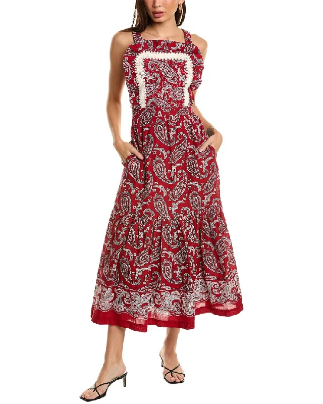 SEA NY Theodora Paisley Print Apron Maxi Dress Budget-Friendly Fashion