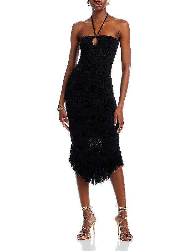 Womens Fringe Viscose Bodycon Dress Elegant Styles