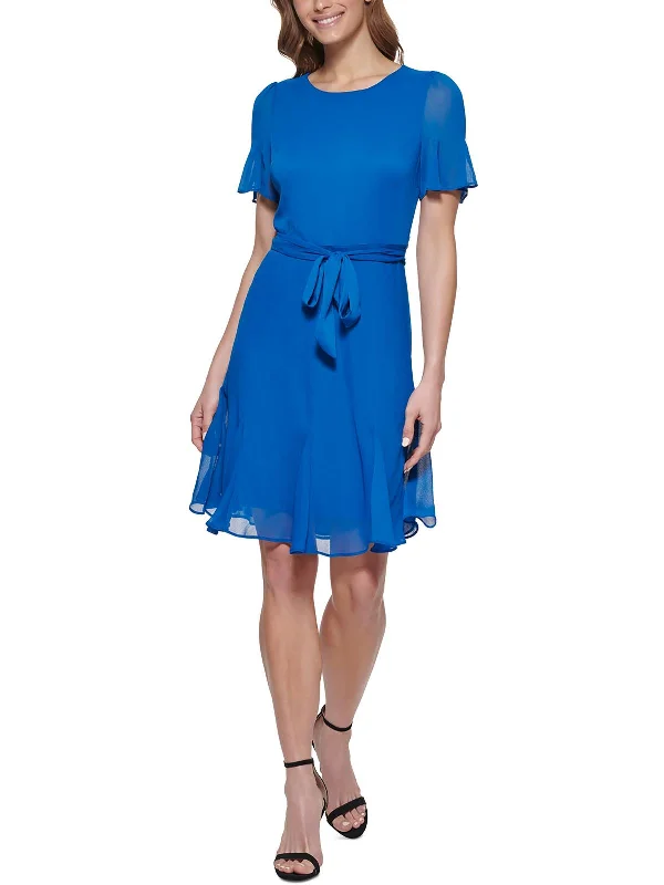 Womens Knee Length Tie Waist Fit & Flare Dress Trend Alert