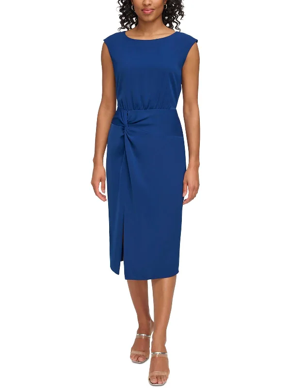 Womens Knot-Front Polyester Sheath Dress Unleash Your Trendy Side