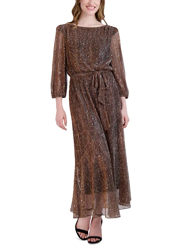 Womens Sequined Polyester Fit & Flare Dress Sustainable Fashion Extravaganza