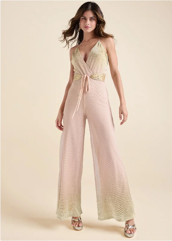 Ombre Sparkle Jumpsuit  - Pink Multi Special Occasion Wear