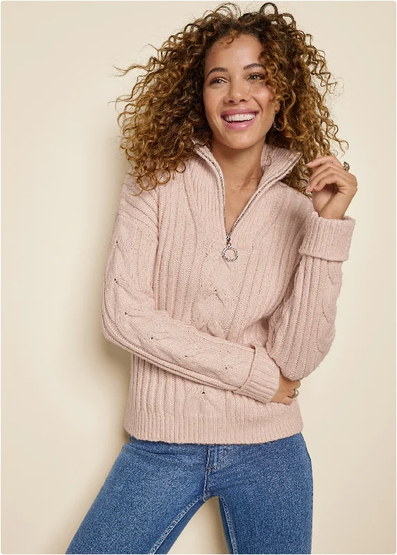 Quarter Zip Sweater - Blush Boutique Styles