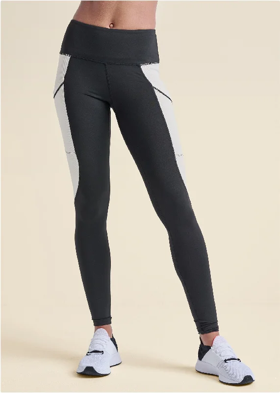 Color Block Active Leggings - Black & White Quality Wear