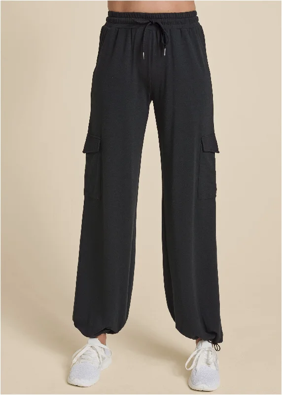 Cargo Lounge Pants - Black Sustainable Fashion Extravaganza