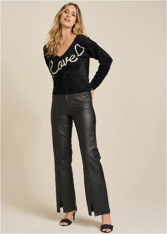 Coated Flare Jeans - Black Limited Time Offer