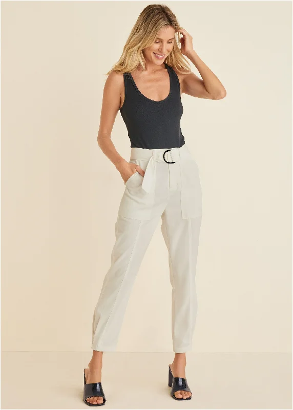 Relaxed Twill Straight Pant - Cream Elevated Style