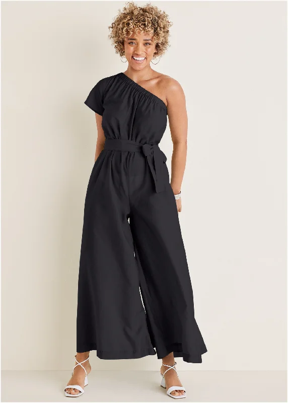 One Shoulder Jumpsuit - Black Effortless Comfort