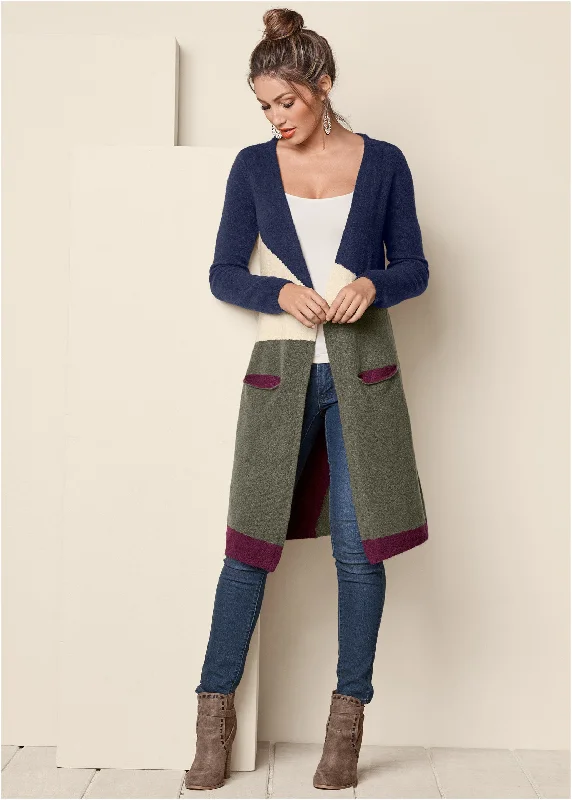 Color Block Cardigan - Navy Multi Special Offers