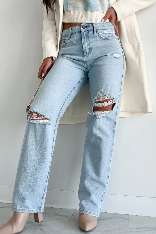 Atticus High Rise Distressed Sneak Peak Straight Leg Jeans (Light) Wardrobe Update