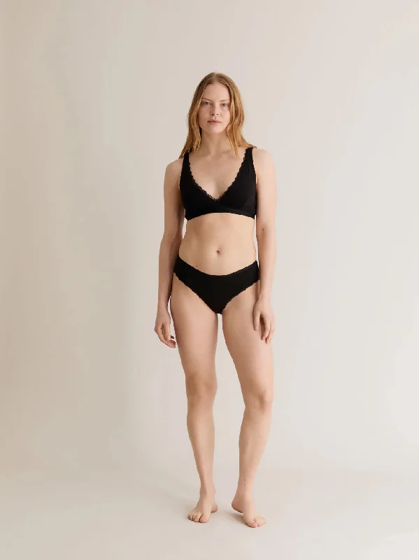 Komodo Paloma Organic Cotton Lace-Trim Knickers - Black Seasonal Trends