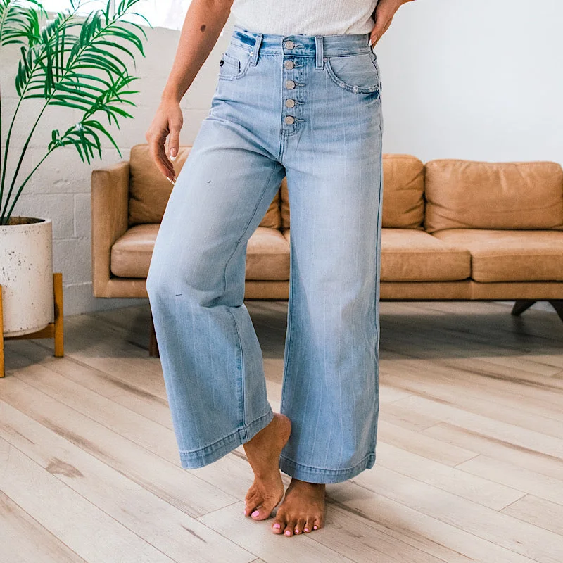 KanCan Zoe Wide Leg Pinstripe Jeans FINAL SALE Day-To-Night Styles