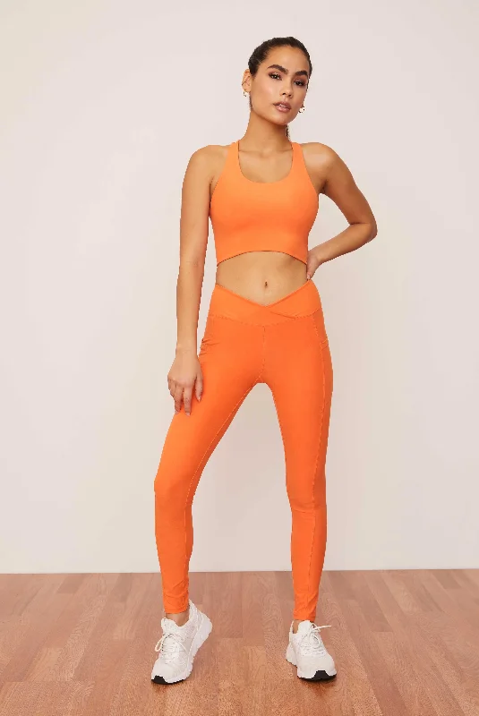 Tangerine Ruched Crossover Pocket Legging Relaxed Style