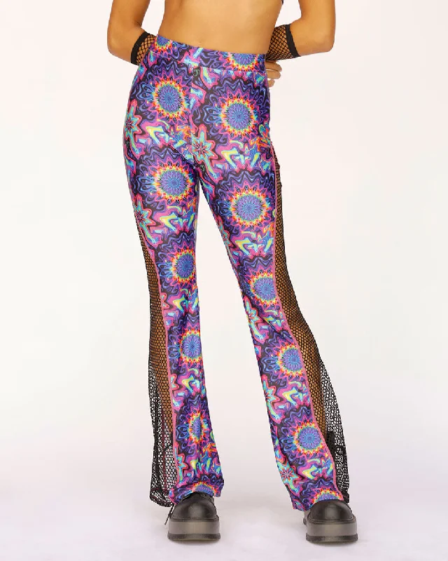 Vibrant Vortex Fishnet Bell Bottoms Pastel Styles